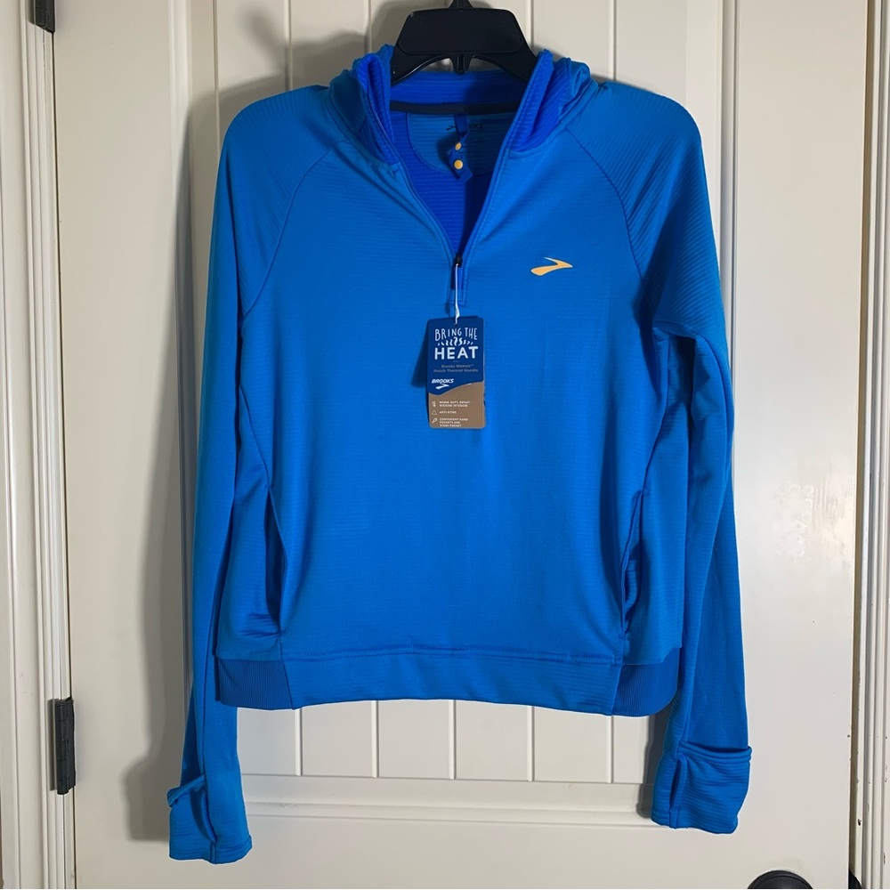 Brooks Women Notch Thermal Hoodie Electric Blue Size Medium NWT